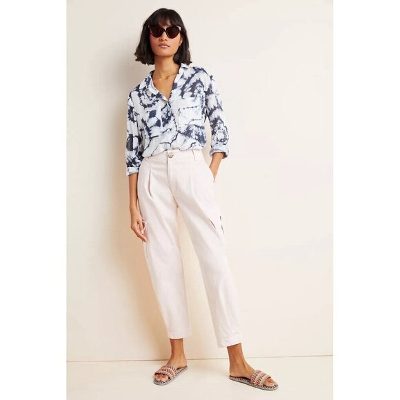 Amadi Womens Laurie Cargo Harem Pant Anthropologie Sz Medium Ivory Boho Trouser - Picture 1 of 9